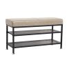 Adjustable Shoe Organizer Entryway Shoe Bench, Modern Shoe Organizer with Storage, 2-Tier Shoe Bench with Metal Shelves and Cushion Padded Seat, Gray and Black Shoe Storage Organizer ( Size : 120*32*4 view 1
