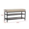 Adjustable Shoe Organizer Entryway Shoe Bench, Modern Shoe Organizer with Storage, 2-Tier Shoe Bench with Metal Shelves and Cushion Padded Seat, Gray and Black Shoe Storage Organizer ( Size : 120*32*4 view 2