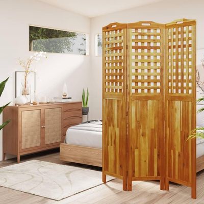BaraSh 3-Panel Room Divider Partition Room Dividers Wall Divider Panels Room Divider Panel 47.8"x0.8"x70.9" Solid Wood Acacia