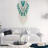 HVEST Teal Blue Macrame Wall Hanging,Boho Wall Decor Green and Beige Tassel Wall Art Green Macrame Wall Hanging,Bohemian Tapestry for Girl Bedroom Kids Room Living Room Dorm Nursery Wall Decor,27"X13" view 2
