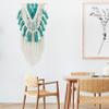 HVEST Teal Blue Macrame Wall Hanging,Boho Wall Decor Green and Beige Tassel Wall Art Green Macrame Wall Hanging,Bohemian Tapestry for Girl Bedroom Kids Room Living Room Dorm Nursery Wall Decor,27"X13" view 3