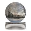 Set of 4 Ceramic Coasters, Village Winter Snow Forest Coasters, Farmhouse Home Decor, Absorbent Coaster with Cork Base, Coasters for Coffee Table, Drink Coasters, Round Coffee Coaster view 1