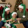 Geyoga 4 Pieces Christmas Santa Hats Xmas Shiny Sequin Santa Hats for Adults Long Christmas Cap Women Men Party Supplies(Dark Green) view 4