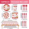169pcs Strawberry Baby Shower Deorations Berry Sweet Plates Napkins Cups Tablecloths A Berry Sweet Baby is On The Way Paper Tableware Set Strawberry Party Supplies Serves 24 Guests view 2