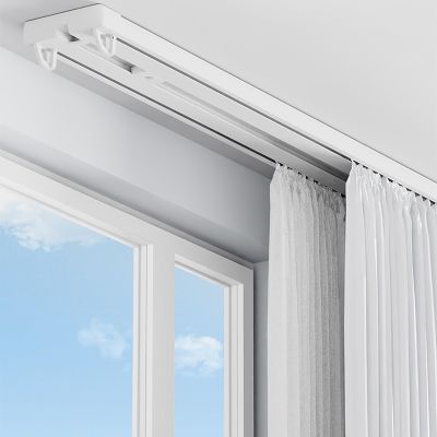 Aluminum Double Track, 1m, 1.5m, 2m, 2.1m, 2.2m, 2.3m, 2.4m, 2.5m, 3m, 3.5m, 4m, Heavy Duty Curtain Track System For Privacy Room Dividers Bedroom Bathroom Curtain Rods ( Color : Four-wheeled , Size :