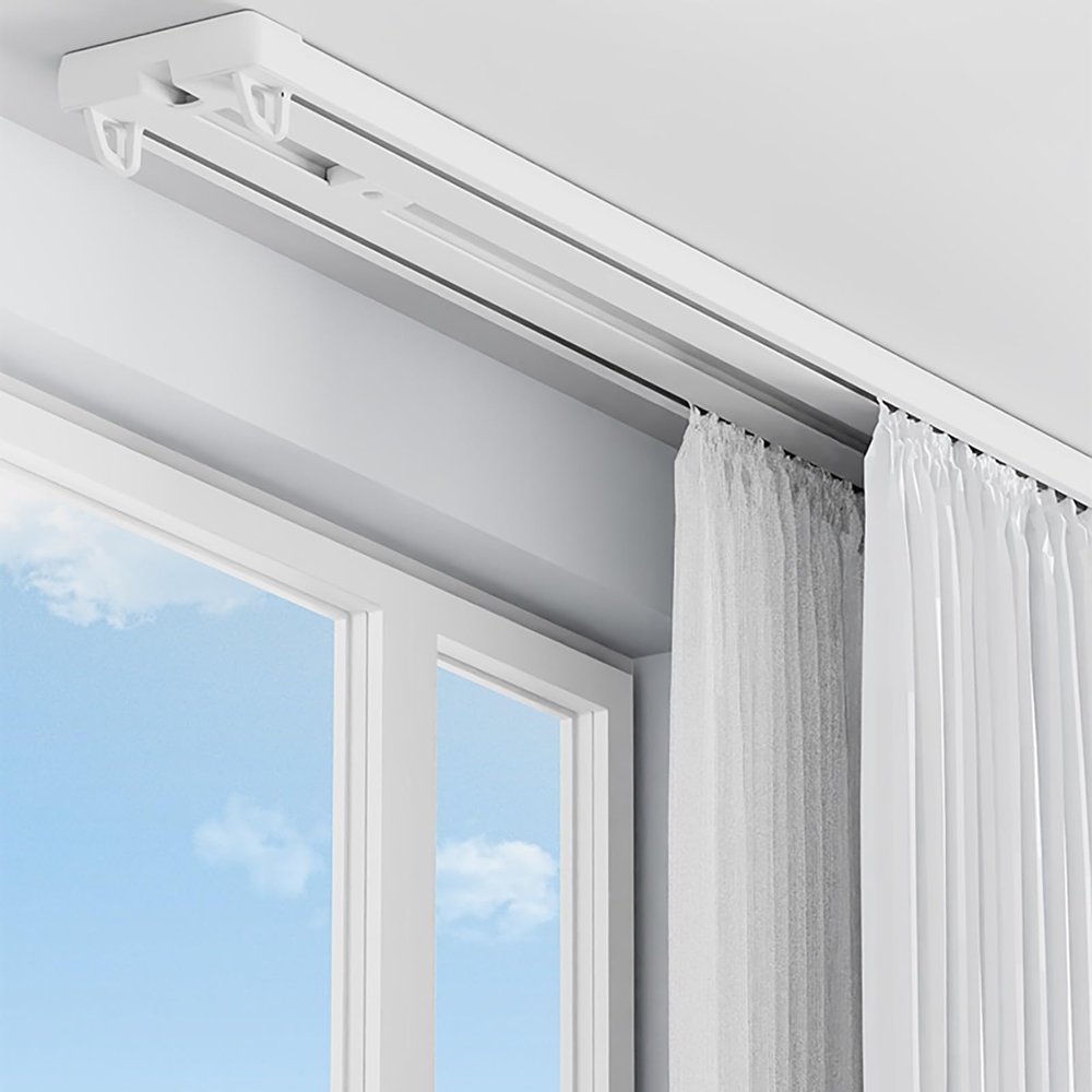 Aluminum Double Track, 1m, 1.5m, 2m, 2.1m, 2.2m, 2.3m, 2.4m, 2.5m, 3m, 3.5m, 4m, Heavy Duty Curtain Track System For Privacy Room Dividers Bedroom Bathroom Curtain Rods ( Color : Four-wheeled , Size :