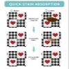 Coffee Mat for Counter,Valentine's Day Red Heart Buffalo Plaid Black White Absorbent Hide Stain Coffee Bar Mat,Non-slip Coffee Bar Accessories Kitchen Drying Mat Fit Under Coffee Maker view 3