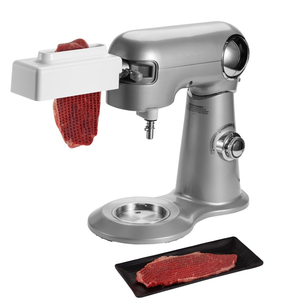 Meat Tenderizer Attachment Compatible with KitchenAid and Cuisinart Stand Mixers, Meat Tenderizer with Stainless Steel Gears, Tenderize Meat More Smoothly and Cooking Effortless, White