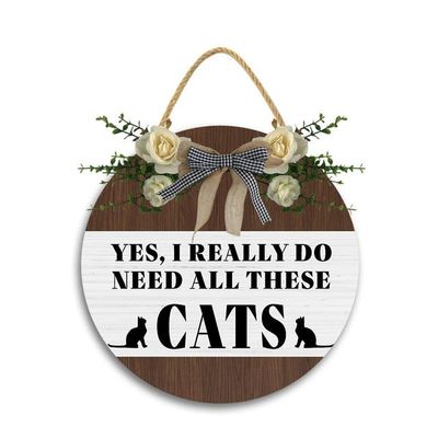 JIBEVEYYI-12x12 IN Yes I Really Do Need All These Cats Wooden Sign,Rustic Cat Lover Wood Decor Sign,Cat Decor Wood Sign Decor, Cat Home Wall Dcor,Funny Cat Lover Gifts for Women