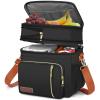 MIYCOO Lunch Bag & Lunch Box for Women Men, Double Deck Leakproof Insulated Soft Large Adult Camping Cooler bag for Work, Beach, Picnic, Travel (Black Orange, 15L) view 1