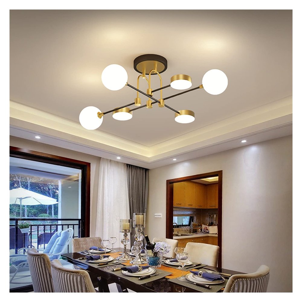LED Modern Chandelier Lamp, Modern LED Chandelier Compatible with Living Room Dining Kitchen Bedroom Black Gold Frame Suspended Ceiling Pendant Lamp Indoor Lighting,Modern LED Chandelier ,pendant
