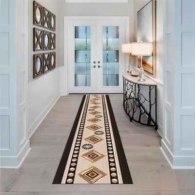 LHOMKCV Indoor Runner Rug,2.6x10ft, Boho Moroccan Traditional Rug for Kitchen Floor Cover Foldable Mat Washable Floor Mat for Indoor Entrance Hallway,Bedroom Living Room
