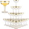 Zopeal 100 Pcs Plastic Champagne Glasses 5 oz Plastic Coupe Disposable Cocktail Cup for Wedding Party Birthday Anniversary Stackable Reusable Martini Glasses(Gold Rim, Gold Glitter) view 1