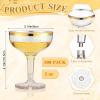 Zopeal 100 Pcs Plastic Champagne Glasses 5 oz Plastic Coupe Disposable Cocktail Cup for Wedding Party Birthday Anniversary Stackable Reusable Martini Glasses(Gold Rim, Gold Glitter) view 2