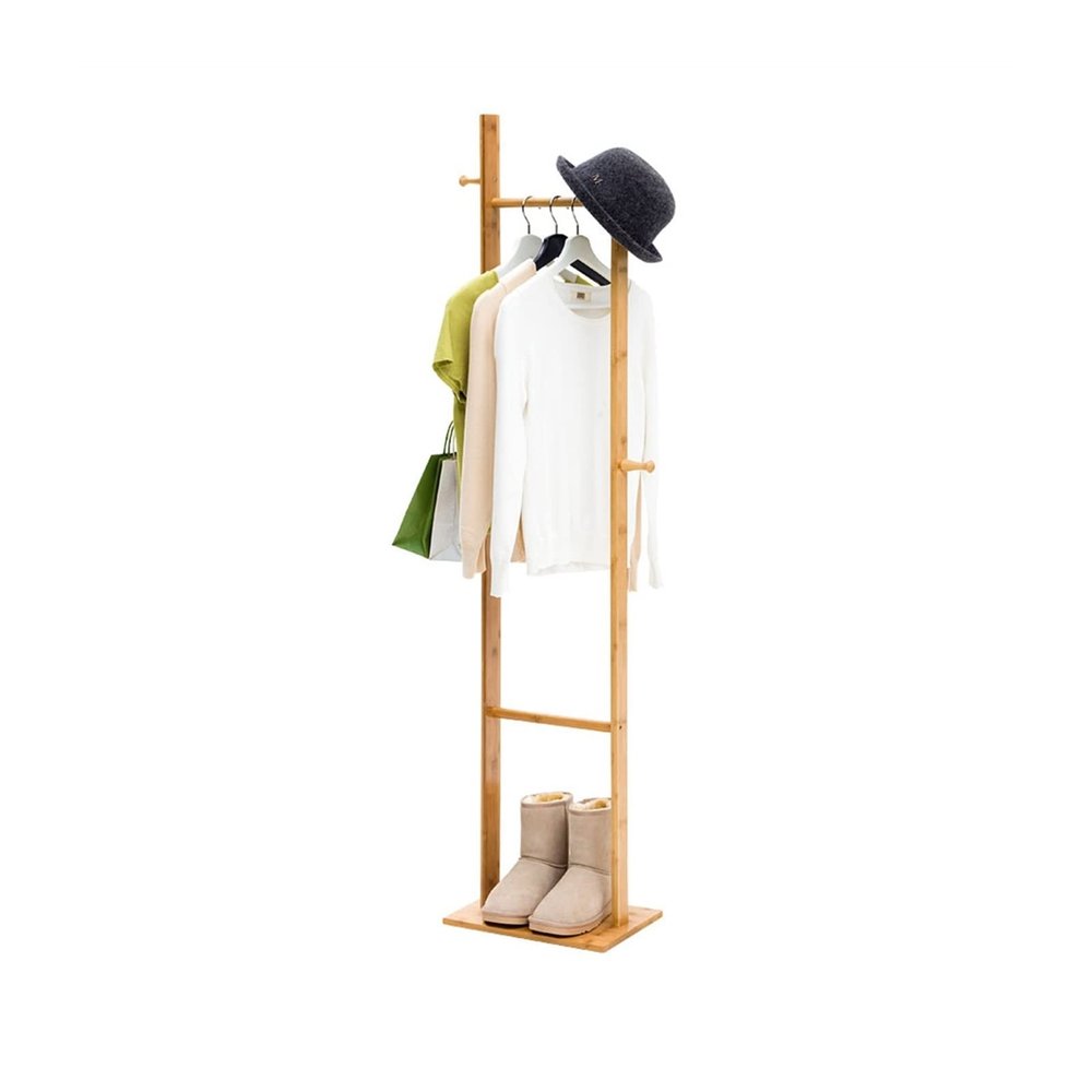 WAOCEO Standing Coat Stand Simple Coat Rack, Floor Bedroom Coat Hanger Perfect Choice for Small Spaces, Entryway Hall Tree Coat Rack Freestanding Storage Shelf Coat Rack
