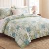 Cozaline Vintage Floral Comforter Set King 100% Cotton Blue Patchwork Bedding Comforter Sets All Season 3 Pieces Shabby Chic Breathable Soft Comforter(Blue Patchwork, King) view 2