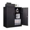 Anxxsu Metal Storage Cabinet, Lockable Steel Storage Cabinet with 2 Doors and Shelves, Metal Cabinet with Lock, Small Locking Cabinet for Home Office (Black) view 1