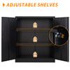 Anxxsu Metal Storage Cabinet, Lockable Steel Storage Cabinet with 2 Doors and Shelves, Metal Cabinet with Lock, Small Locking Cabinet for Home Office (Black) view 4