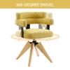 Art Leon Mid Century Modern Chair - Home Office Desk Chair No Wheels, Swivel Accent Chair with Oak Wood Legs, OTE Fabric Upholstered Side Arm Chair for Living Room Bedroom, Yellow view 3
