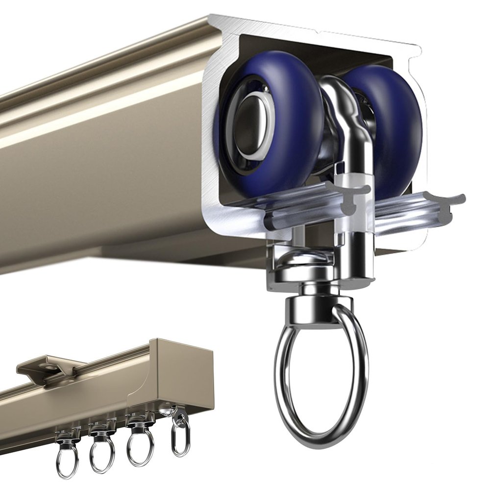 50~600cm Aluminium Curtain Track Rails Ceiling Or Wall Mount Curtain Track System, With Sturdy Bearing Wheel, Can Hang Heavy-duty Luxury Curtains, Room Divider Shower Curtain Rods