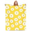 White Daisy Yellow-Blanket Super Soft Throw Blanket for Couch Bed Sofa Cozy Flannel Fuzzy Blanket Plush Throw Blankets for Women Men Gifts Travel Blanket for All Seasons 50"x40" view 1