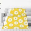White Daisy Yellow-Blanket Super Soft Throw Blanket for Couch Bed Sofa Cozy Flannel Fuzzy Blanket Plush Throw Blankets for Women Men Gifts Travel Blanket for All Seasons 50"x40" view 2