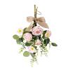 Artificial Eucalyptus Teardrop Wreath, 17 Inch Spring Summer Wall Swag Front Door Wreath with Poppy Rose Flower Hanging Teardrop Swag Bouquet for Wedding Arch Wall Decor(C) view 1