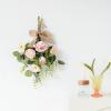 Artificial Eucalyptus Teardrop Wreath, 17 Inch Spring Summer Wall Swag Front Door Wreath with Poppy Rose Flower Hanging Teardrop Swag Bouquet for Wedding Arch Wall Decor(C) view 3