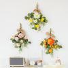Artificial Eucalyptus Teardrop Wreath, 17 Inch Spring Summer Wall Swag Front Door Wreath with Poppy Rose Flower Hanging Teardrop Swag Bouquet for Wedding Arch Wall Decor(C) view 4