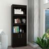 DiMorture 3-Tier Bookshelf,Wooden Bookshelves with Cabinet Doors,Floor Storage Organizer for Living Room,Office,Bedroom,Black view 3