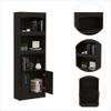 DiMorture 3-Tier Bookshelf,Wooden Bookshelves with Cabinet Doors,Floor Storage Organizer for Living Room,Office,Bedroom,Black view 4