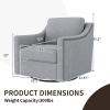 360 Degree Swivel Chair, Linen Upholstered Swivel Barrel Chair with Nailhead Trim, Square Club Sofa Chair with Metal Base, Vanity Chair for Makeup Room, Office, Club (Grey) view 2