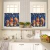 Jolunifun Christmas Kitchen Curtain 36 Inch Length Small Short Cafe Tiers Curtains Drape, 2 Panel Window Treatment Rod Pocket Drapery Panels Curtains, Squirrels Family Snowflake Navy Blue 55x36 view 2