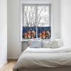 Jolunifun Christmas Kitchen Curtain 36 Inch Length Small Short Cafe Tiers Curtains Drape, 2 Panel Window Treatment Rod Pocket Drapery Panels Curtains, Squirrels Family Snowflake Navy Blue 55x36 view 4