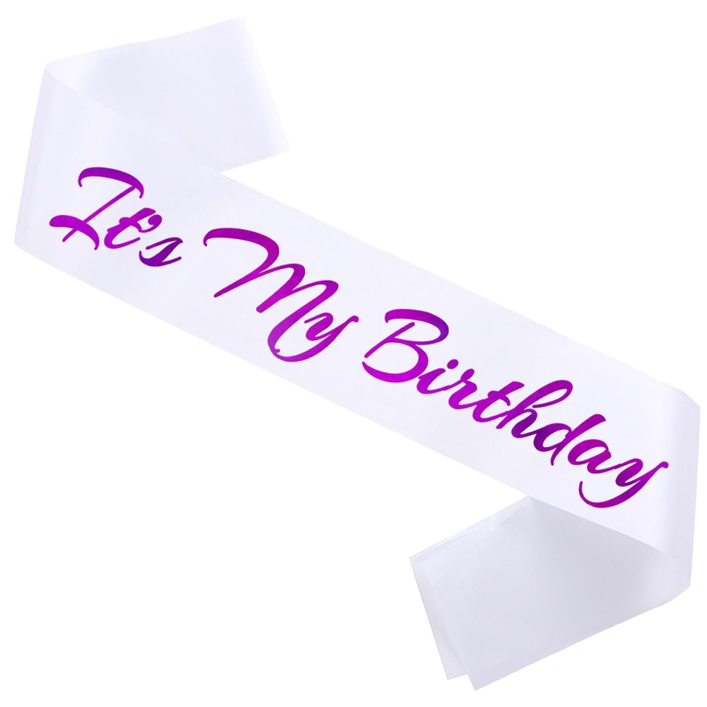 Novaflare It's My Birthday Sash, Purple Letter White Birthday Sash for Women or Girls Bday Party Supplies, Gifts for Bday Party Favors