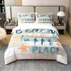100% Natural Cotton Beach Life Coastal Duvet Cover King Cartoon Starfish Jellyfish Comforter Cover Khaki White Old Barn Bedding Set for Boys Girls Bedroom,No Comforter view 2