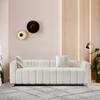 82*30" Modern Teddy Velvet Sofa with 2 Throw Pillows, Upholstered 2-3 Seat Sofa Couch, Mid Century Indoor Loveseat Sofa with Striped Decoration for Living Room Bedroom Apartment (White-love) view 1