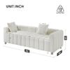 82*30" Modern Teddy Velvet Sofa with 2 Throw Pillows, Upholstered 2-3 Seat Sofa Couch, Mid Century Indoor Loveseat Sofa with Striped Decoration for Living Room Bedroom Apartment (White-love) view 2