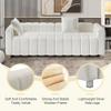 82*30" Modern Teddy Velvet Sofa with 2 Throw Pillows, Upholstered 2-3 Seat Sofa Couch, Mid Century Indoor Loveseat Sofa with Striped Decoration for Living Room Bedroom Apartment (White-love) view 3