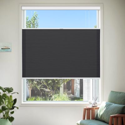 MiLin Top Down Bottom Up Cellular Blinds for Windows Cordless Cellular Shades Honeycomb Design Blinds & Shades Room Darkening for Home, Bathroom, Office (Light Filtering - Black, 91" W x 80" H)