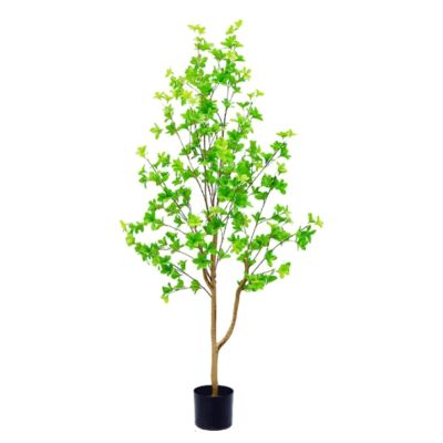 Fake Tree 150cm/4.9ft Artificial Tree Fake Tree Large Realistic Simulation Tree with Black Pot for Indoor Outdoor Home Artificial Plant Realistic Design
