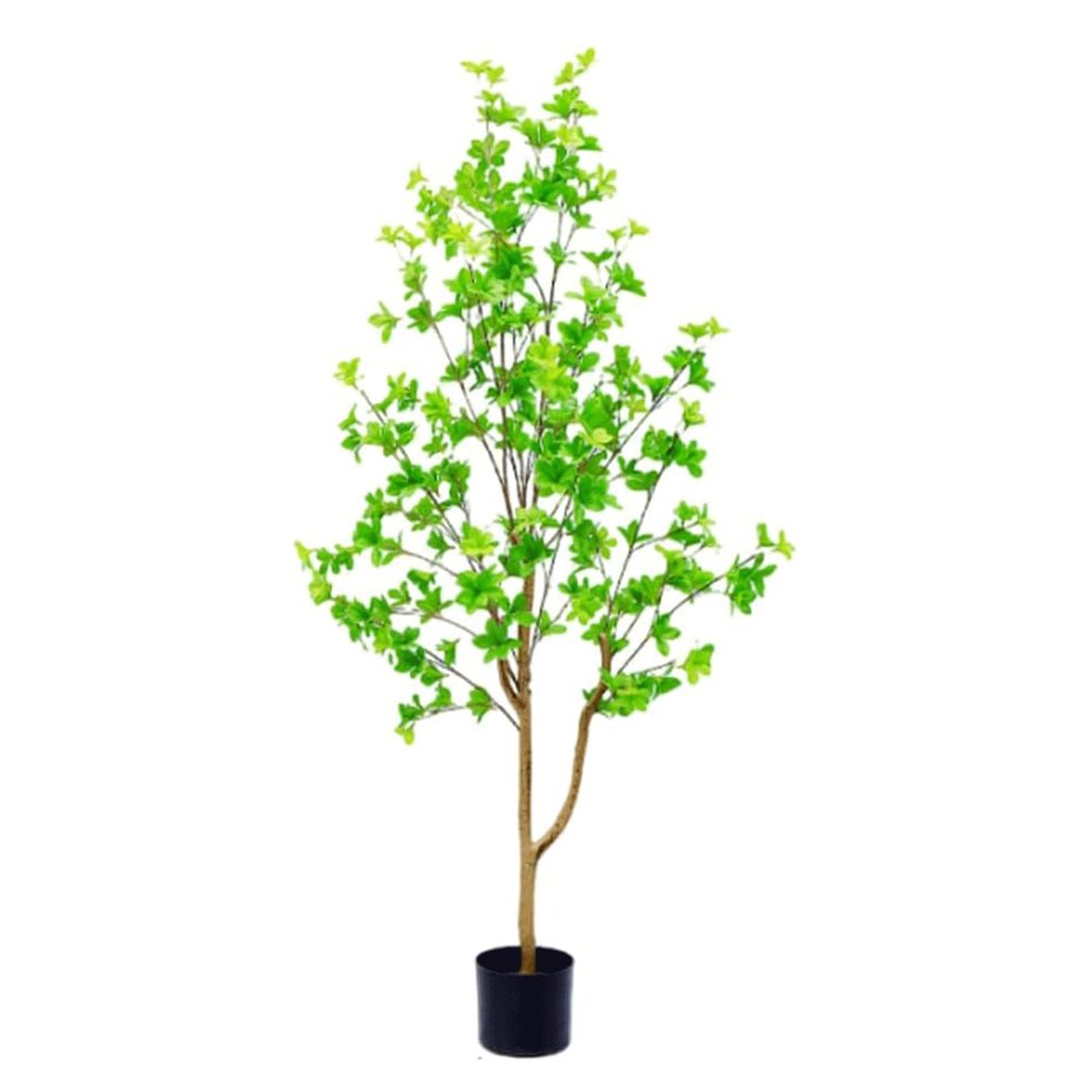 Fake Tree 150cm/4.9ft Artificial Tree Fake Tree Large Realistic Simulation Tree with Black Pot for Indoor Outdoor Home Artificial Plant Realistic Design