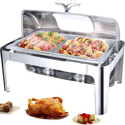 Food Warmers for Parties Buffets Electric, Stainless Steel Chafing Dish Buffet Set with Visible Lid, 13L Commercial Buffet Servers and Warmers for Keeping Food Warm