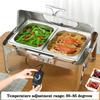 Food Warmers for Parties Buffets Electric, Stainless Steel Chafing Dish Buffet Set with Visible Lid, 13L Commercial Buffet Servers and Warmers for Keeping Food Warm view 2