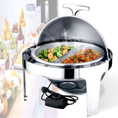 Stainless Steel Chafing Dishes, Chafers and Buffet Warmers, 6L Roll-Top Chafing Dishes Food Warmer for Buffet Banquets Wedding or Party, 49x49x46cm