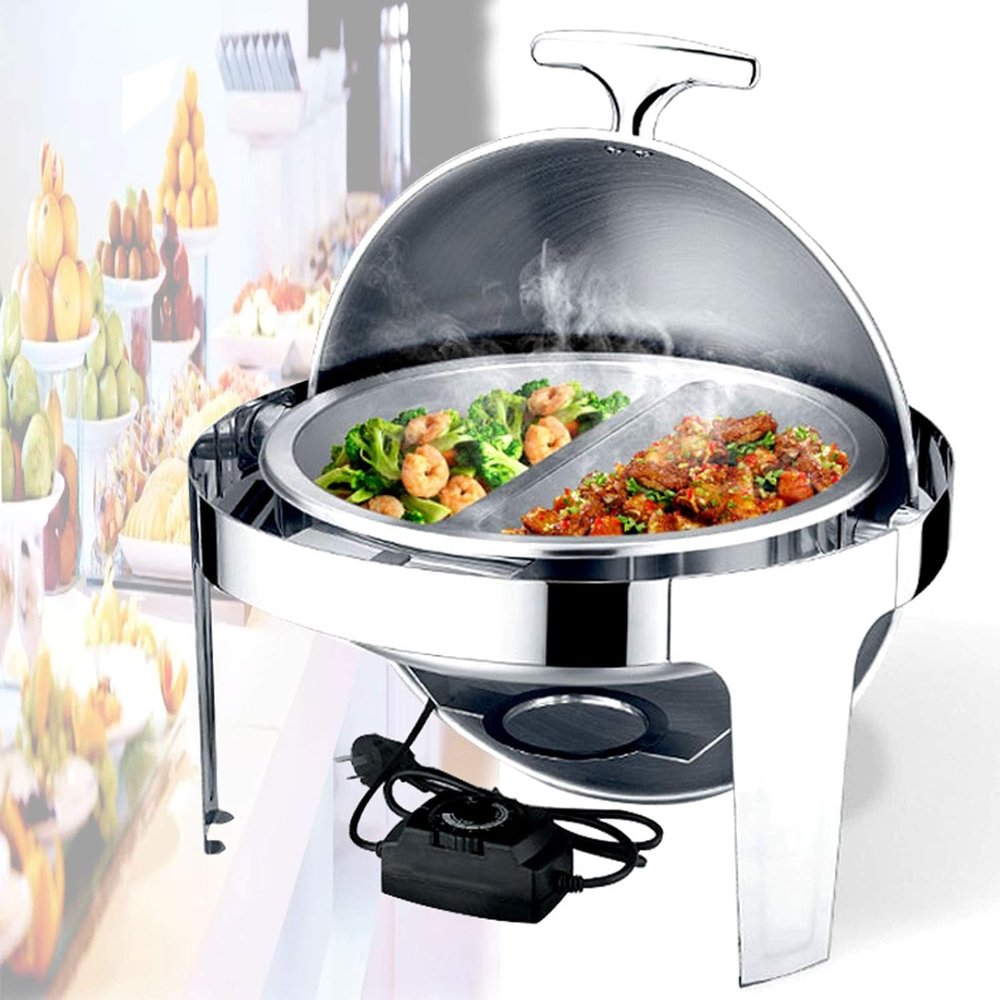 Stainless Steel Chafing Dishes, Chafers and Buffet Warmers, 6L Roll-Top Chafing Dishes Food Warmer for Buffet Banquets Wedding or Party, 49x49x46cm