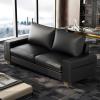 Valthie Faux Leather Couch, Mid Century Modern Comfy Loveseat Sofa with Wide Arm, Side Pockets, Solid Wooden Frame for Office, Living Room and Bedroom, 3 Seater (Black, 88.58 inches) view 1