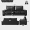 Valthie Faux Leather Couch, Mid Century Modern Comfy Loveseat Sofa with Wide Arm, Side Pockets, Solid Wooden Frame for Office, Living Room and Bedroom, 3 Seater (Black, 88.58 inches) view 2