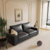 Valthie Faux Leather Couch, Mid Century Modern Comfy Loveseat Sofa with Wide Arm, Side Pockets, Solid Wooden Frame for Office, Living Room and Bedroom, 3 Seater (Black, 88.58 inches) view 3