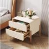 Modern Nightstand with 2 Drawers End Tables,Solid Wood Wooden Feet Side Tables and Leather Bedside Table,for Bedroom Simple End Side Table Night Stand Bedroom Cabinet(50x40x50cm(20x16x20inch), Beige) view 2